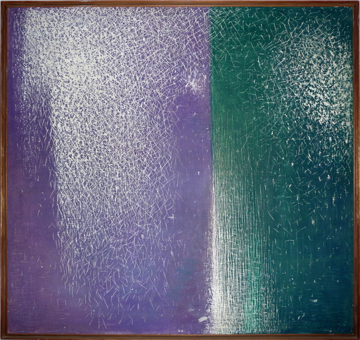 Mario DELUIGI - Painting - Grattage viola-verde