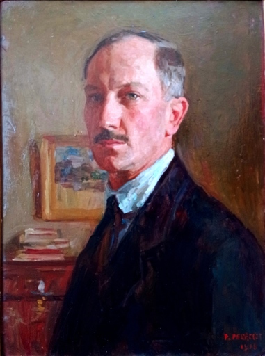 Paul Auguste PERRELET - 绘画 - Portrait d'homme en buste.