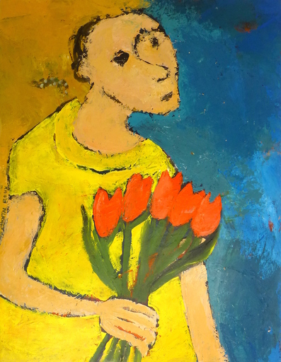 Chantal ROUX - Gemälde - Un bouquet de tulipes