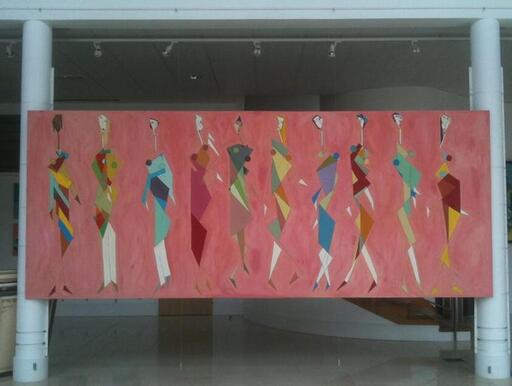 Abraham DAYAN - Painting - Femmes espace temps 472x191cm