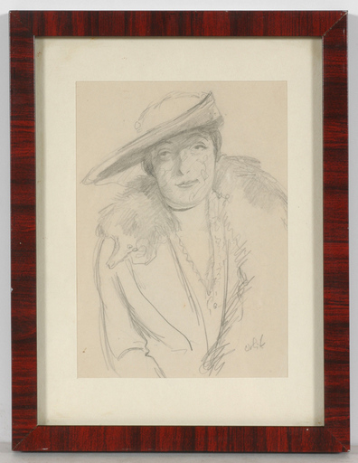 Emil ORLIK - Disegno Acquarello - "Portrait of a lady" drawing, 1910s