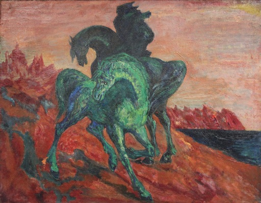 Aligi SASSU - Gemälde - Il Cavaliere Nero