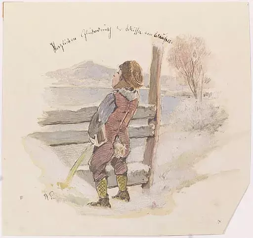 Robert SCHEFFER - Peinture - "Greeting Card", Oil on Paper, 19th/20th Century