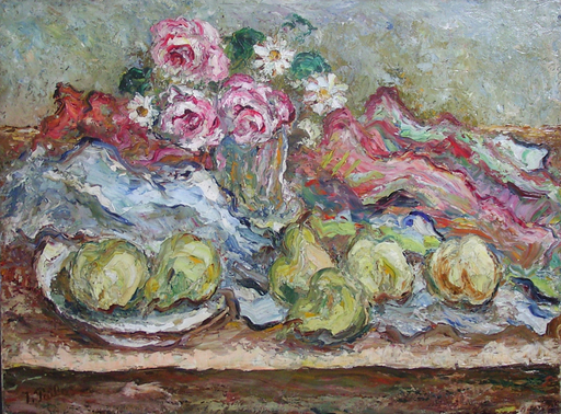 Isaac PAILES - Pintura - Nature morte aux fruits et fleurs