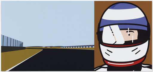 Julian OPIE - Grabado - Imagine You Are Driving (Fast) Oliver with Helmet