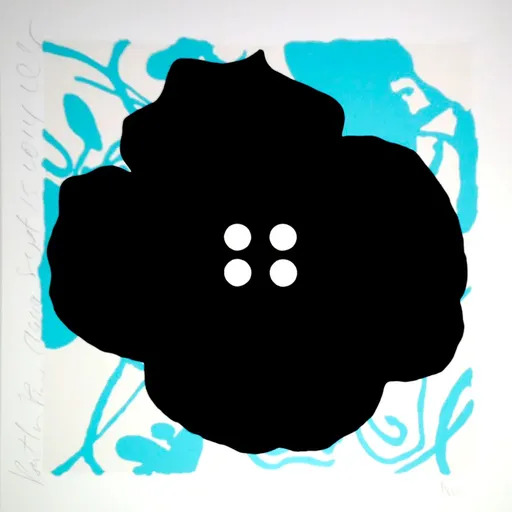 Donald SULTAN - Print-Multiple - Button Flower Aqua