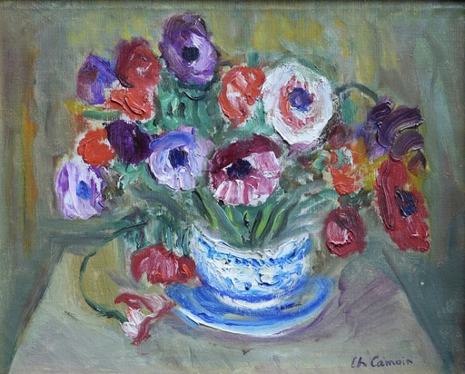 Charles CAMOIN - Peinture - Anémones dans une coupe bleue