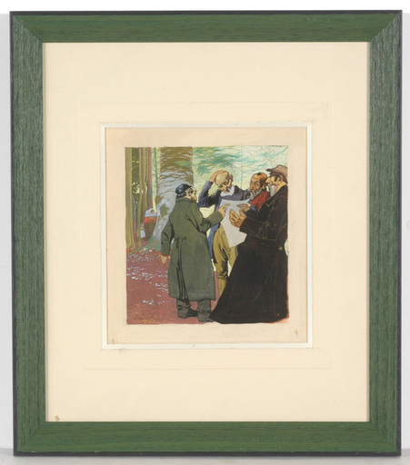 Franz WACIK - Painting - Franz Wacik (1883-1938) "Jewish refugees/WWI" gouache