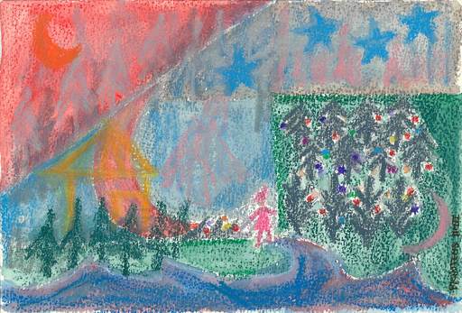 Reine BUD-PRINTEMS - Drawing-Watercolor - "Cimetière des sapins de Noël, en 2002"