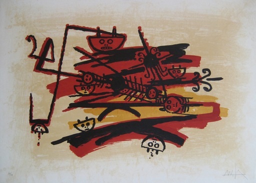 Wifredo LAM - Stampa-Multiplo - LITHOGRAPHIE SIGNÉE AU CRAYON NUM HANDSIGNED NUMB LITHOGRAPH