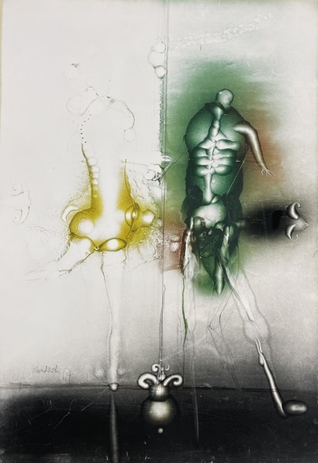 Paul WUNDERLICH - Zeichnung Aquarell - Tanzendes Paar