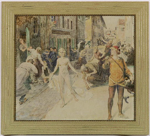 Pittura - "Medieval Street Scene", late 19th Century
