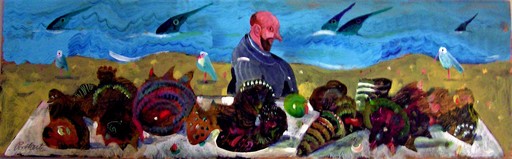 Antonio POSSENTI - Gemälde - Conchiglie e pesci