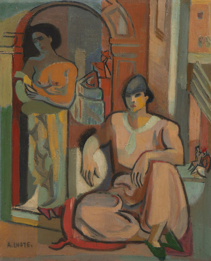 André LHOTE - Pintura - Femmes d'Alger ou Deux Femmes dans la Casbah