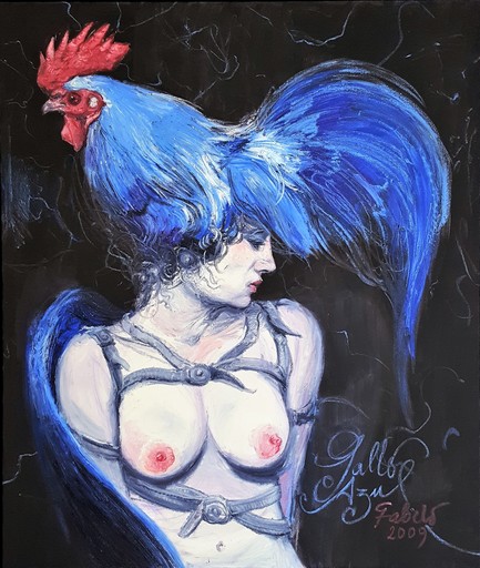 Roberto FABELO - Painting - Gallo Azul