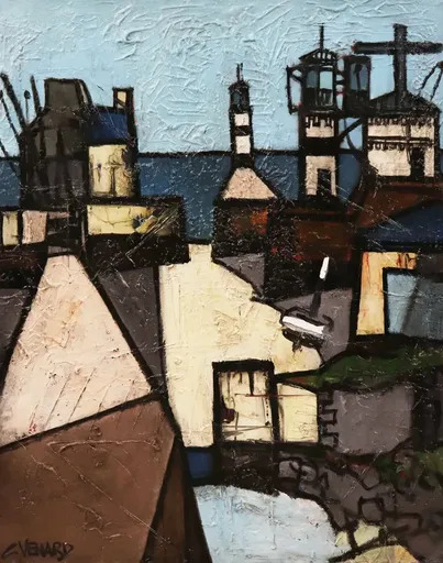 Claude VENARD - Painting - Maisons de pêcheur