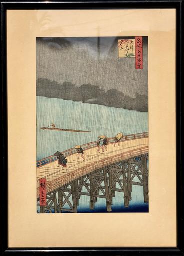 Hiroshige ANDO - Grabado - Le grand pont d'atake sous l'orage