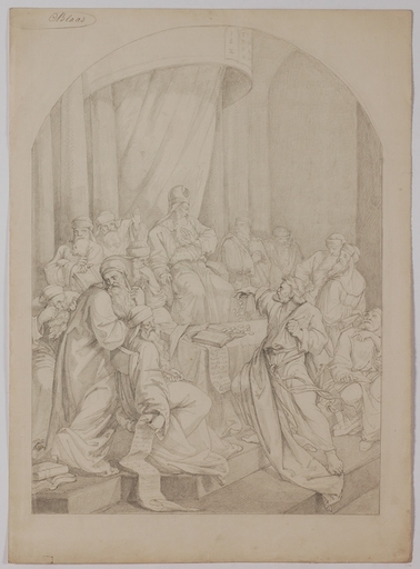 Carl VON BLAAS - Drawing-Watercolor - "Biblical Scene", Nazarene Drawing, ca 1860
