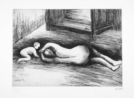 亨利•摩尔 - 版画 - Mother And Child XV