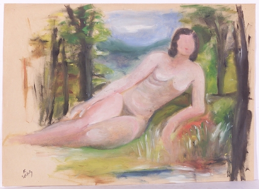 Alexander SZEKELY - Painting - "Reclining Female Nude", early 20th Century
