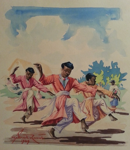 Gilbert RAKOTO - Dibujo Acuarela - Danse malgache