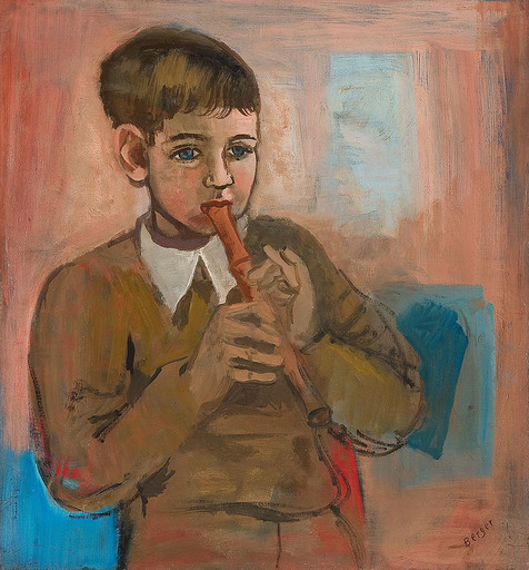 Margarethe HAMMERSCHLAG - Painting - Raymond beim Flötenspiel