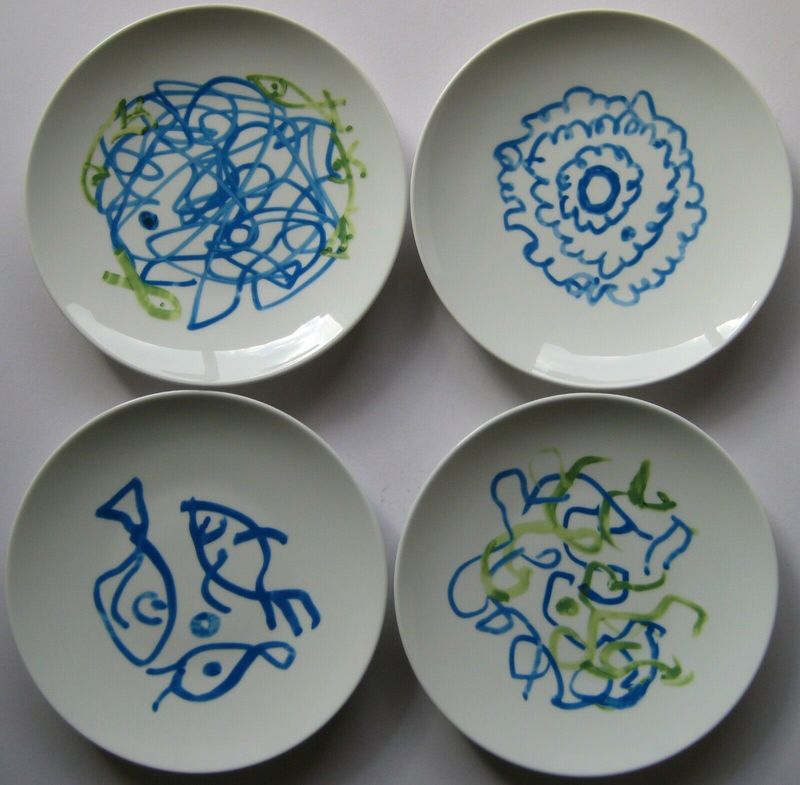ZAO Wou-Ki - Ceramic - 4 ASSIETTES SIGNÉES PORCELAINE BERNARDAUD 4 SIGNED PLATES