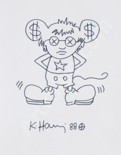 Keith HARING - Dessin-Aquarelle - Andy Mouse