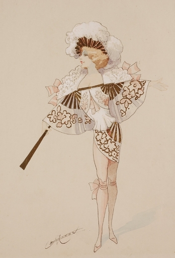 Alexandre Jean Louis JAZET - Drawing-Watercolor - "Costume Design" by Alexandre J. L. Jazet, ca 1890