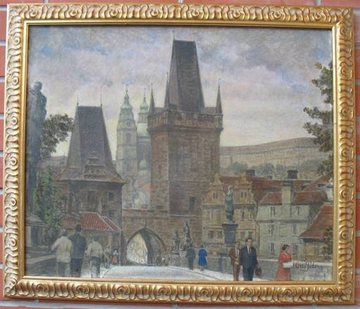 Otto PETERS - Painting - Old Town Tower in Prague