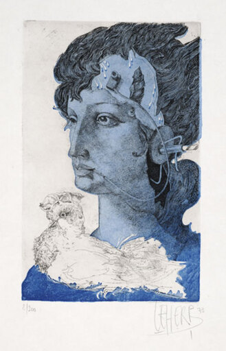 Helmut LEHERB - Print-Multiple - Blaue Tauben Lady 