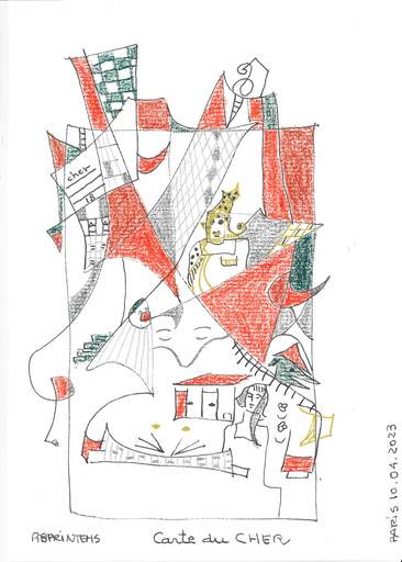 Reine BUD-PRINTEMS - Zeichnung Aquarell - "Carte du CHER"