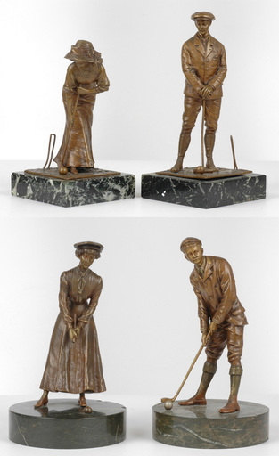 Carl KAUBA - Sculpture-Volume - Carl Kauba (1865-1922) "Croquet players" and "Golf players" 