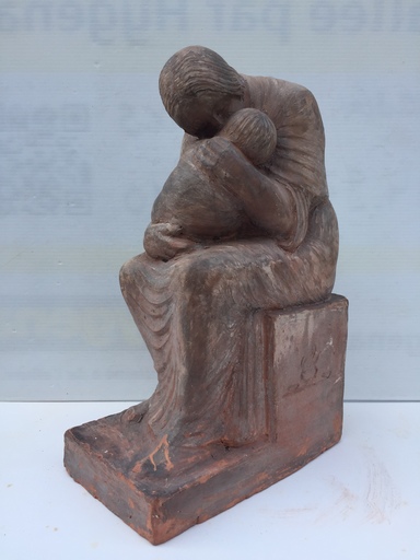 Emile DERRÉ - Sculpture-Volume - Femme à l’enfant