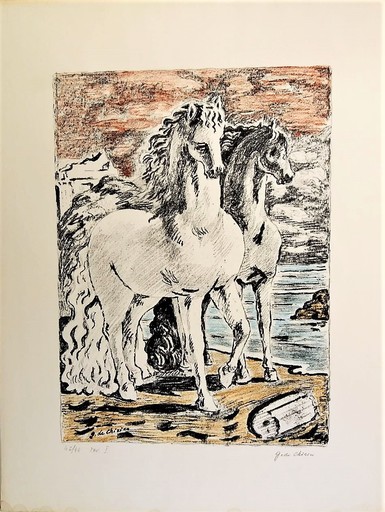 Giorgio DE CHIRICO - Stampa-Multiplo - Cavalli antichi