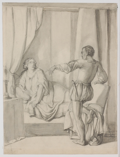 Cecil VAN HAANEN - Dibujo Acuarela - "Othello and Desdemona", late 19th century