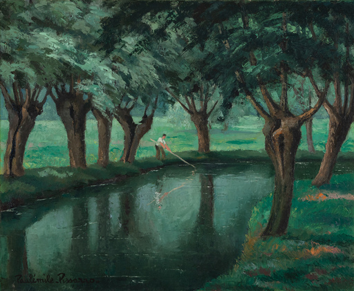 Paul Émile PISSARRO - Pintura - Rivière Saulaie à Lyons-la-Forêt, Eure