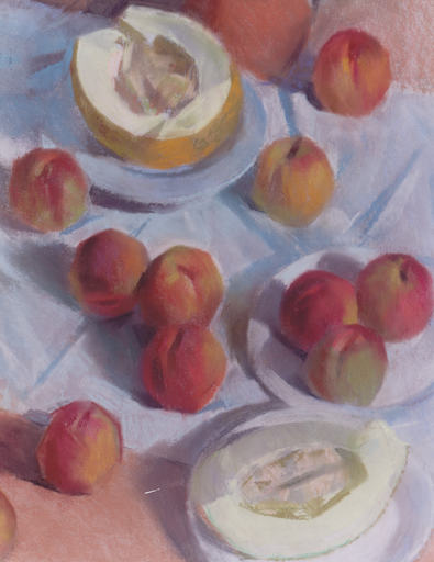 Constantin LOMIKIN - Dibujo Acuarela - Still life with Peaches and Melons