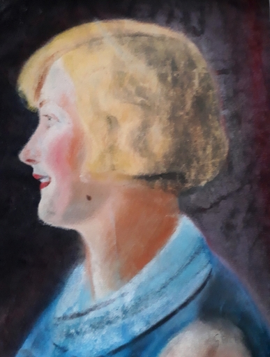 Richard GEIGER - Dibujo Acuarela - Blond Hair Woman from Profile
