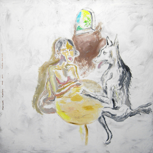Manuel MONTERO - Peinture - Le loup à la terrasse