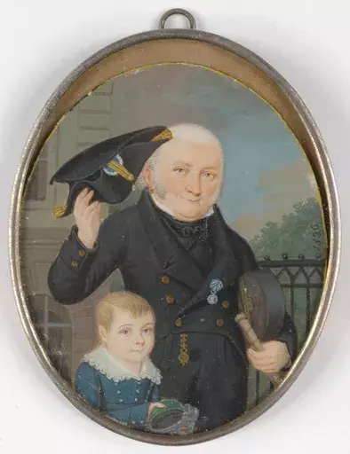 Josef EINSLE - Miniatur - Joseph Bernhard Einsle (1774-1829) "Gentleman with grandson"