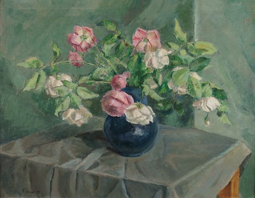 Traugott SENN - Peinture - Bouquet de roses