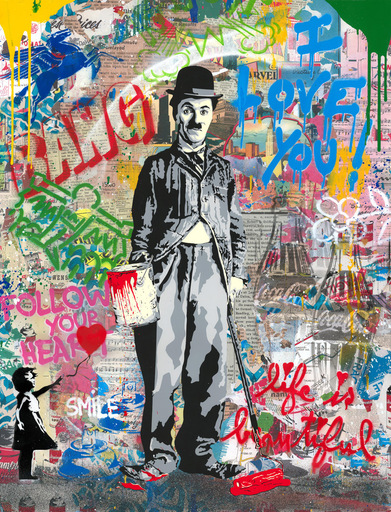 MR BRAINWASH - Peinture - Chaplin
