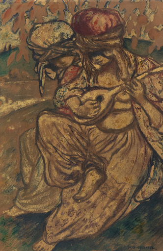 Georges MANZANA-PISSARRO - Drawing-Watercolor - Femme à la mandoline