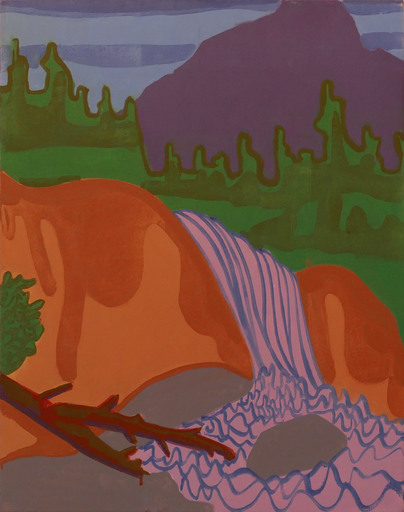 Hubert SCHMALIX - Painting - Landscape, „Smooth Waterfall“