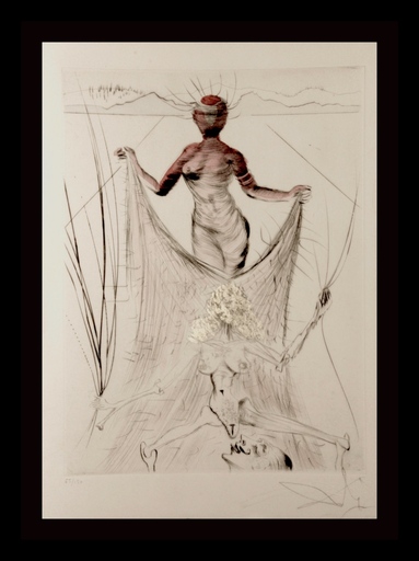 Salvador DALI - Print-Multiple -  La Venus Aux Fourrures Woman Holding Veil 