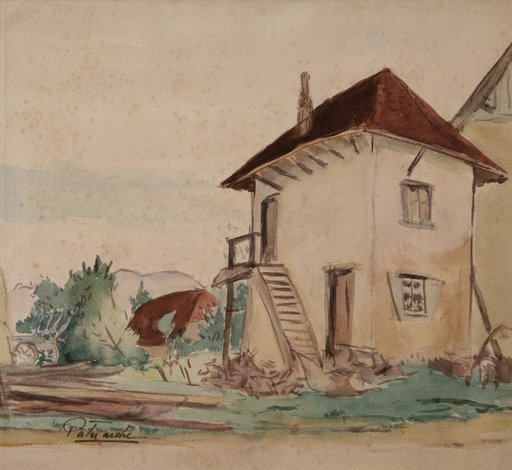 Gustave PATRIARCHE - Disegno Acquarello - FERMA A SAINT-JEAN D'AVELANNE