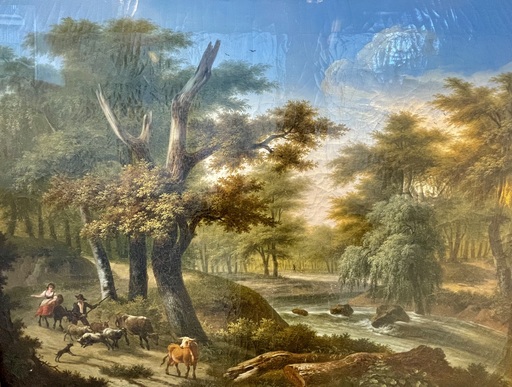 Frans SWAGERS - Peinture - Paysage animé au berger menant son troupeau