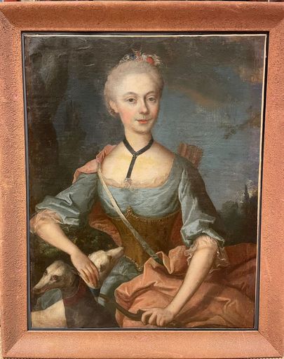 Johann Michael MILLITZ - Gemälde - Marie-Antoinette aux lévriers en Diane chasseresse