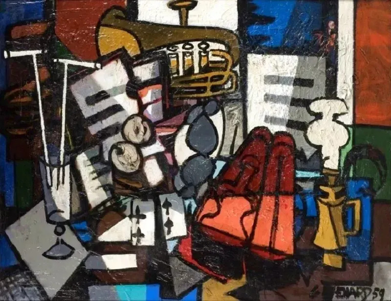 Claude VENARD - Painting - Composition au Violon